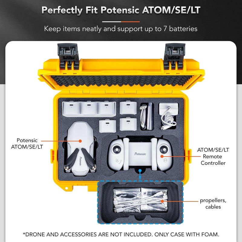 Lykus Titan AM100 Waterproof Hard Case for Potensic Atom 2/Atom 3-Axis/Atom SE/Atom LT Fly More Combo, Support up to 7 Batteries [CASE ONLY] - Image 3